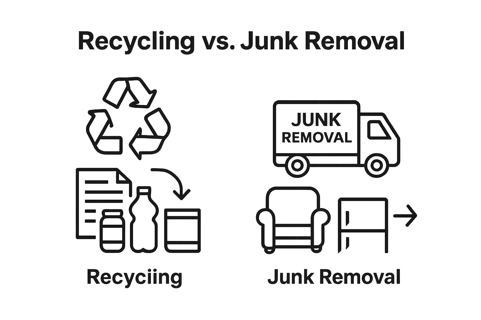 Simple infographic comparing recycling and junk removal