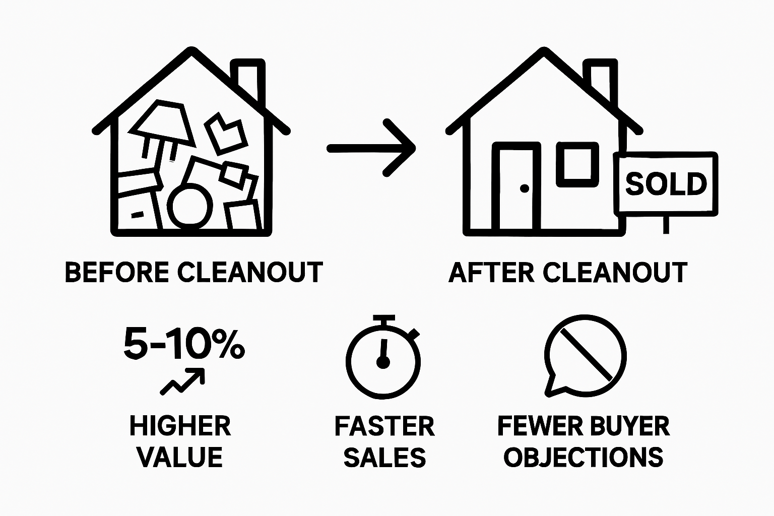 Infographic comparing realtor benefits before and after cleanouts