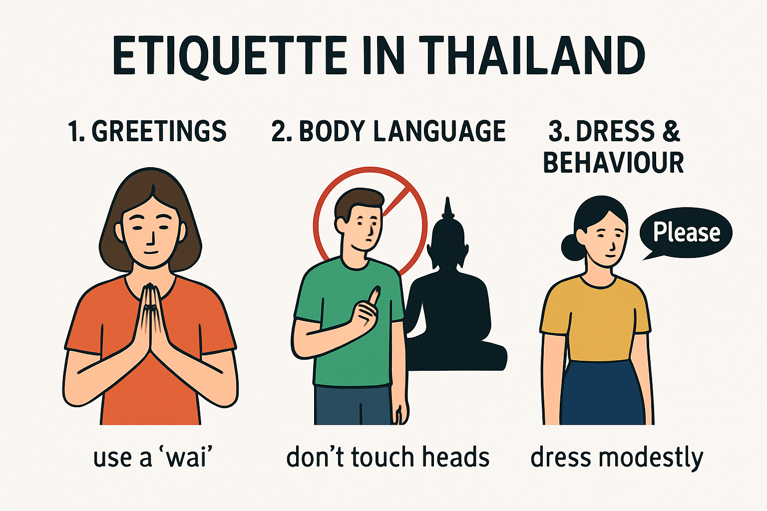 Infographic showing Thai etiquette tips for travellers