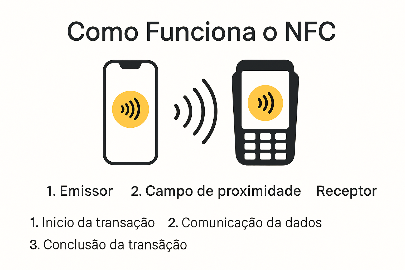 Infográfico explicando o funcionamento da tecnologia NFC.