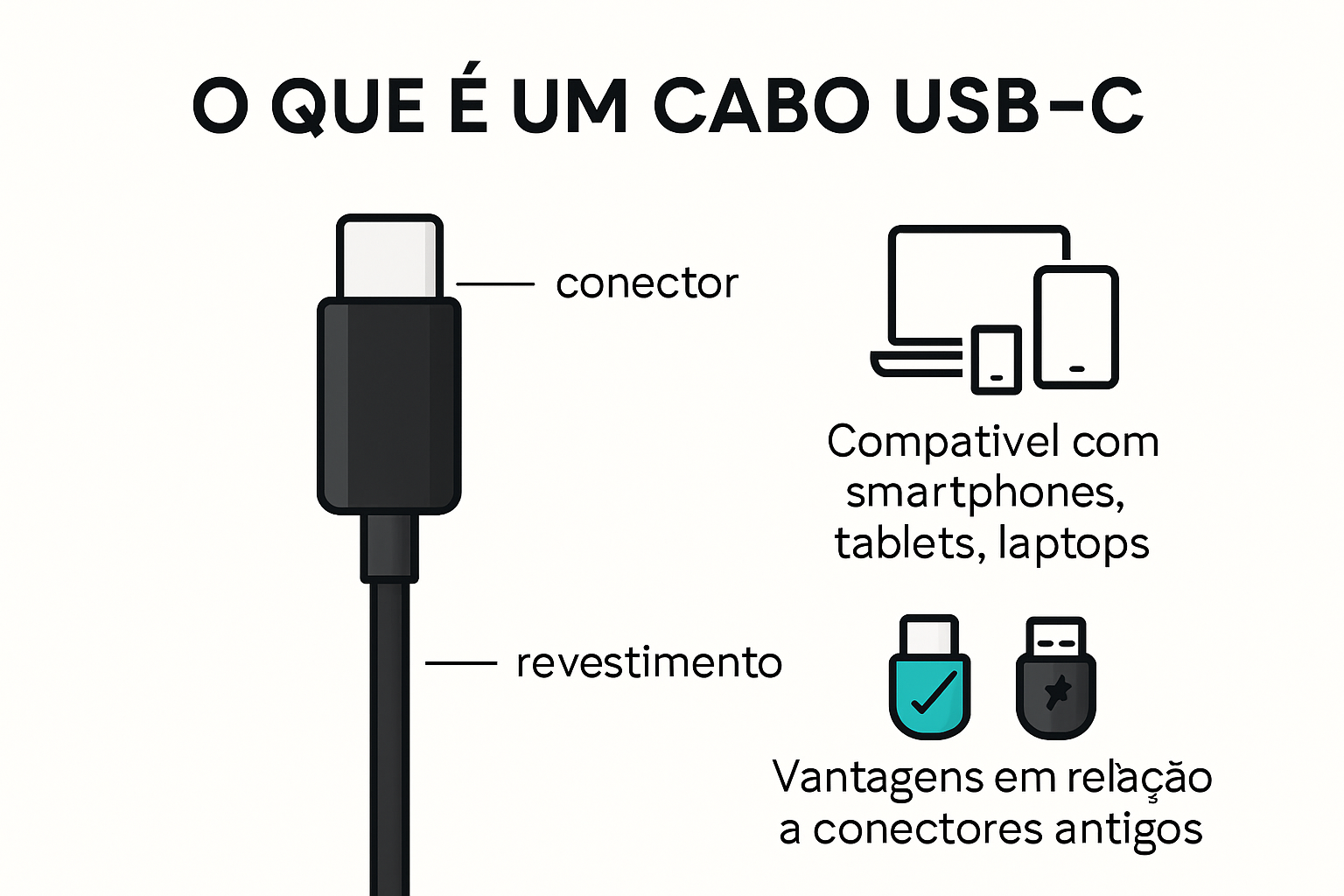 Infográfico educativo explicando o que é cabo USB-C