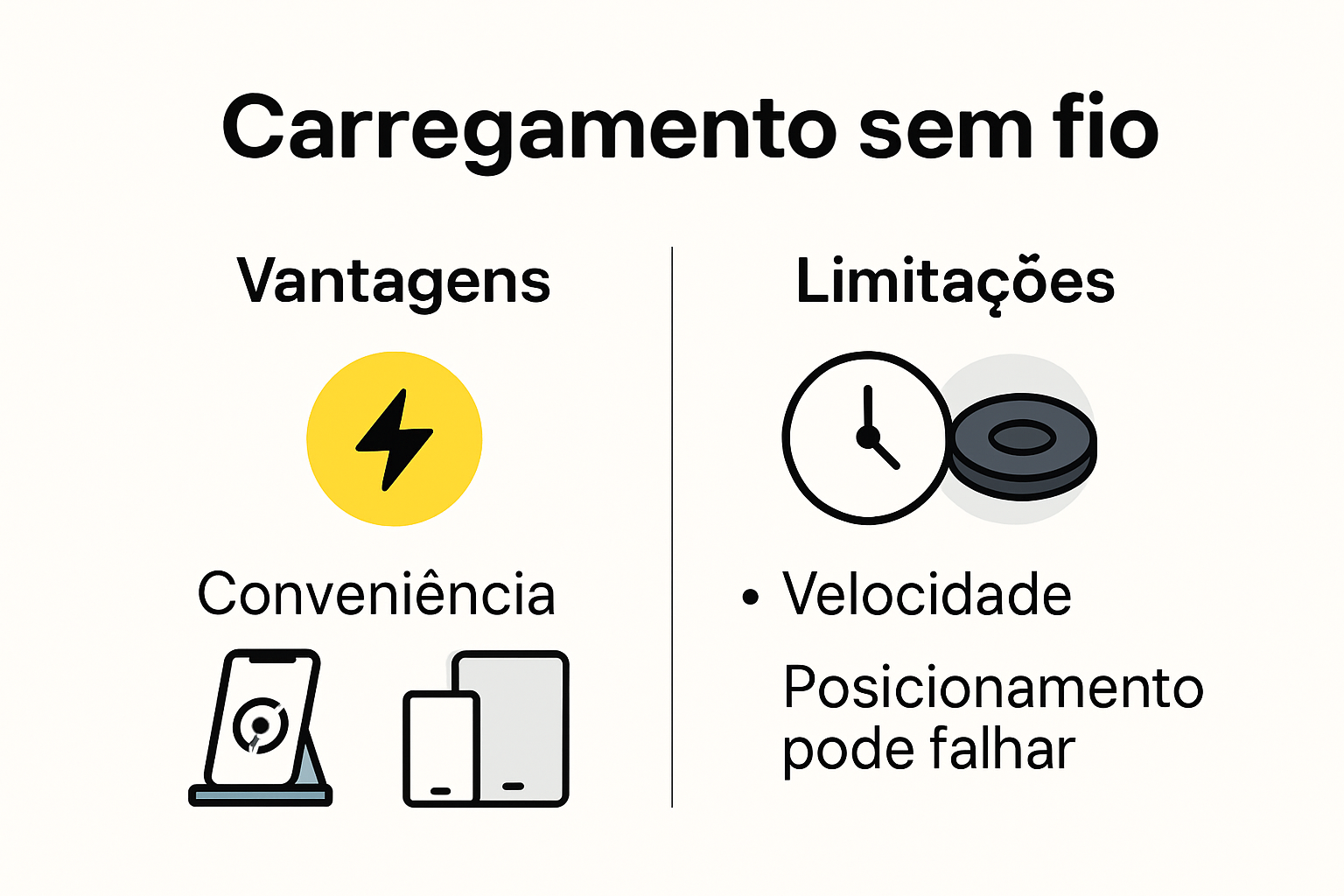 Infographic showing advantages and drawbacks of wireless charging