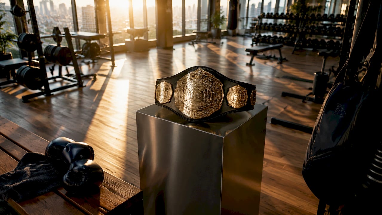 Heavyweight champion belt in photo studio