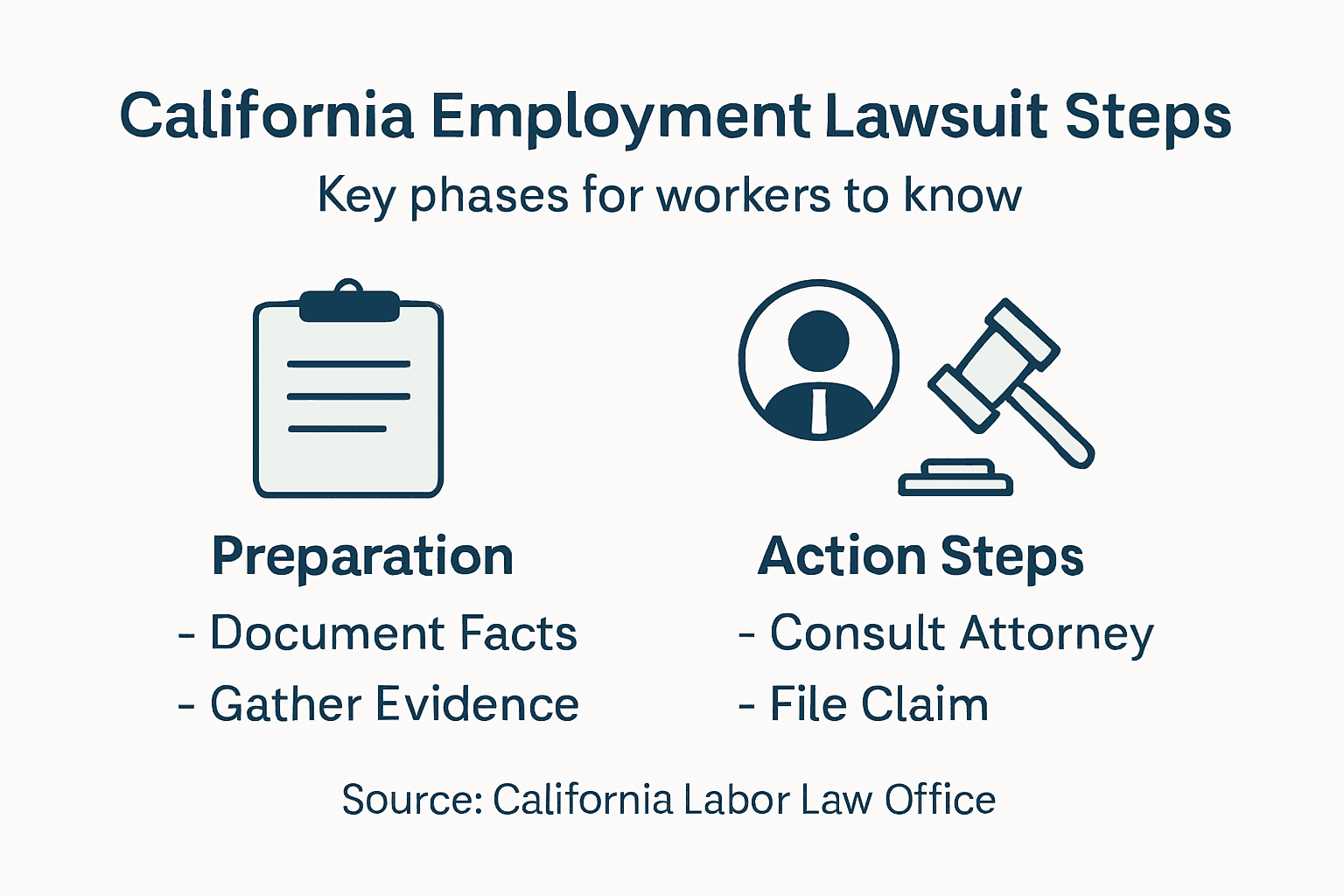 Infographic outlining employment lawsuit process steps