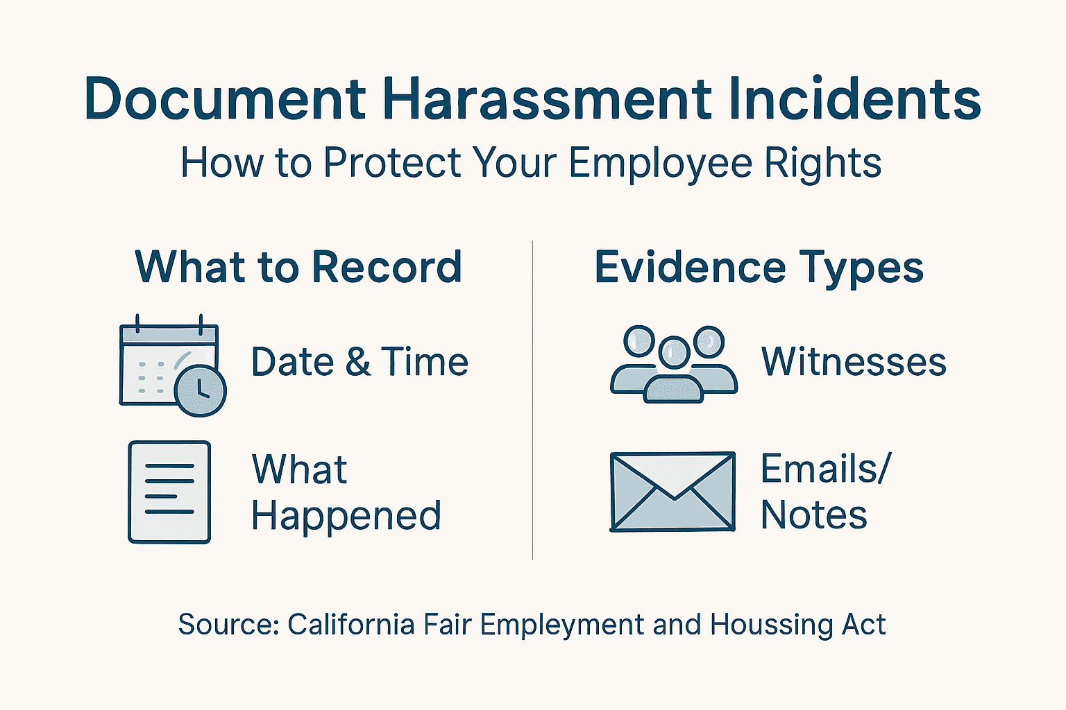 Infographic showing how to document harassment incidents