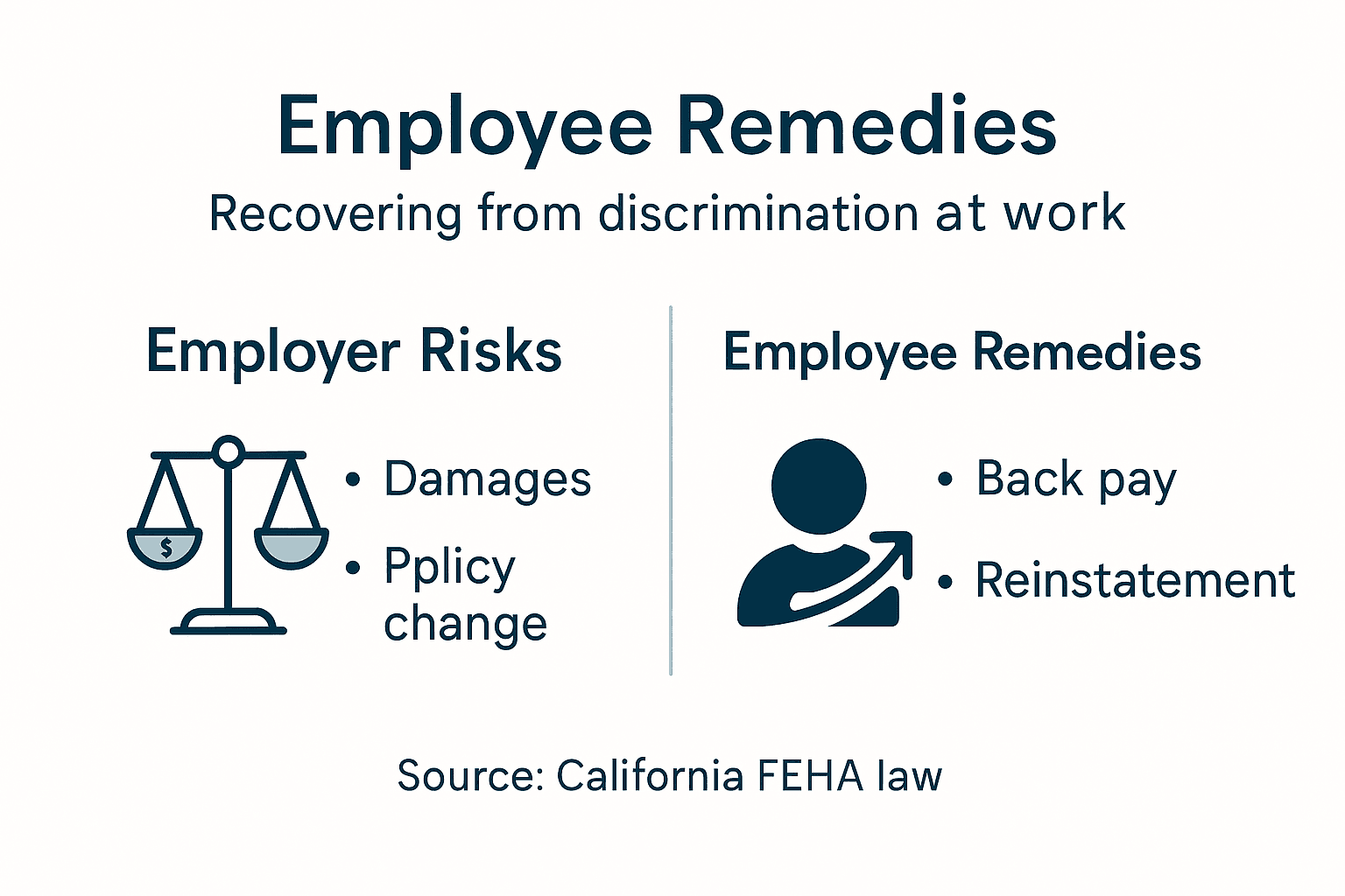 Infographic summarizing remedies and employer risks