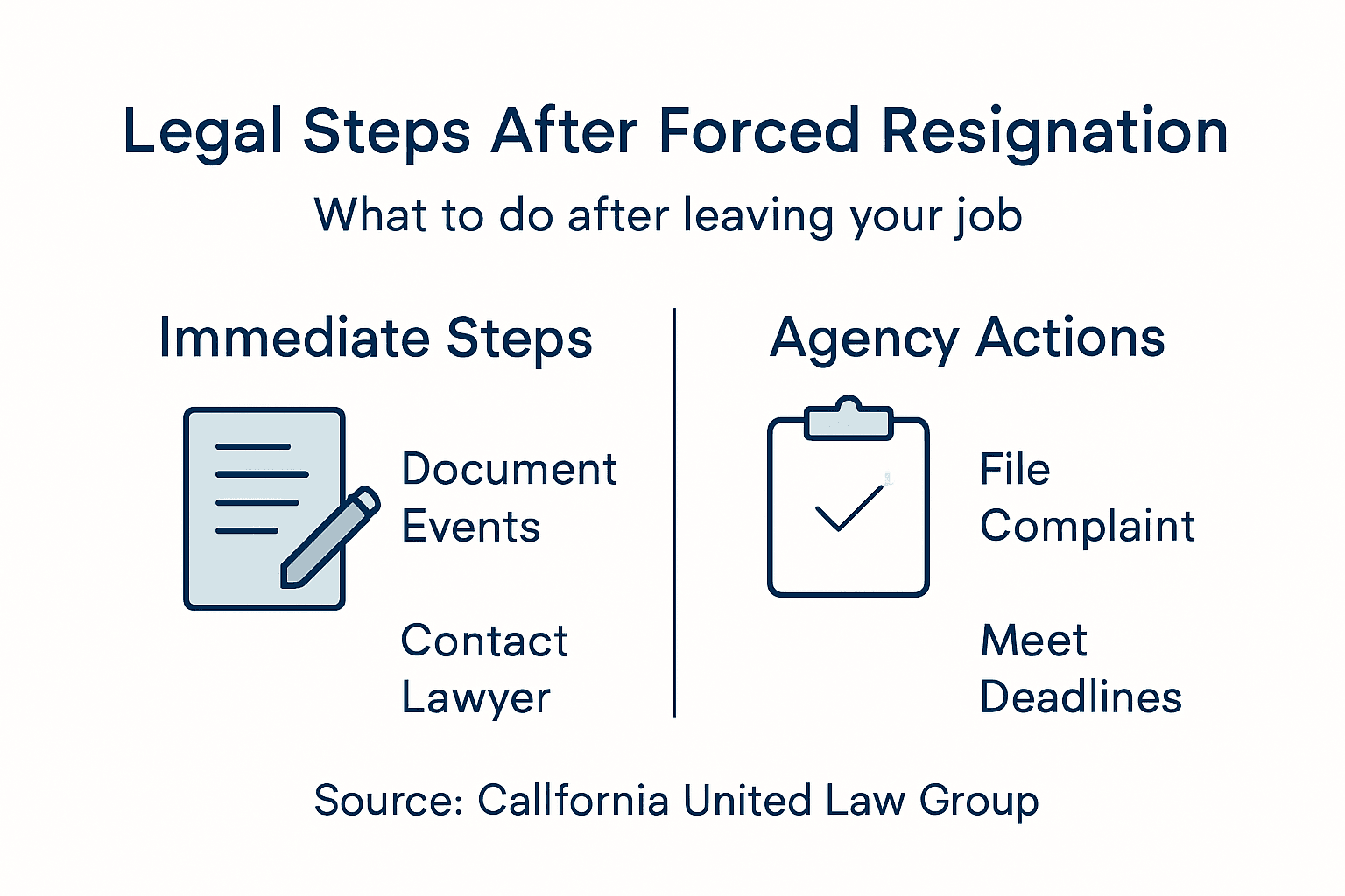 Infographic on legal steps after forced resignation