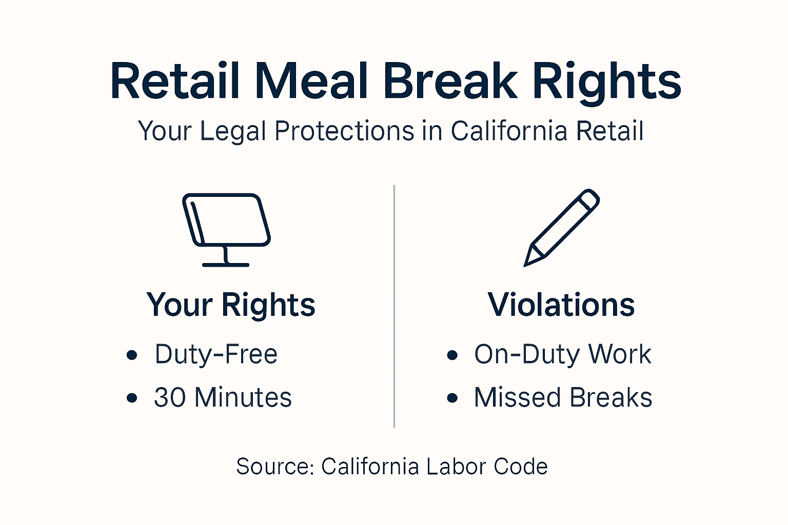 Infographic overview of retail worker meal break rights