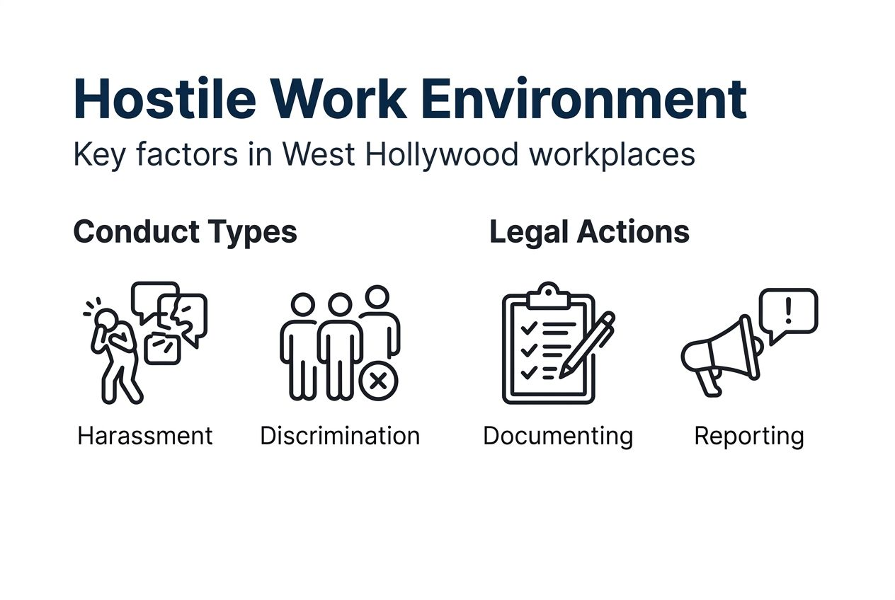 Infographic showing hostile work environment summary
