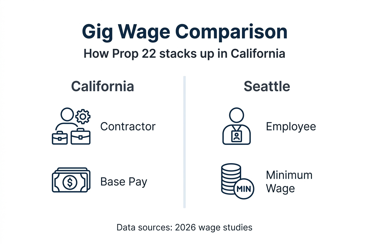 Infographic showing Prop 22 wage comparison