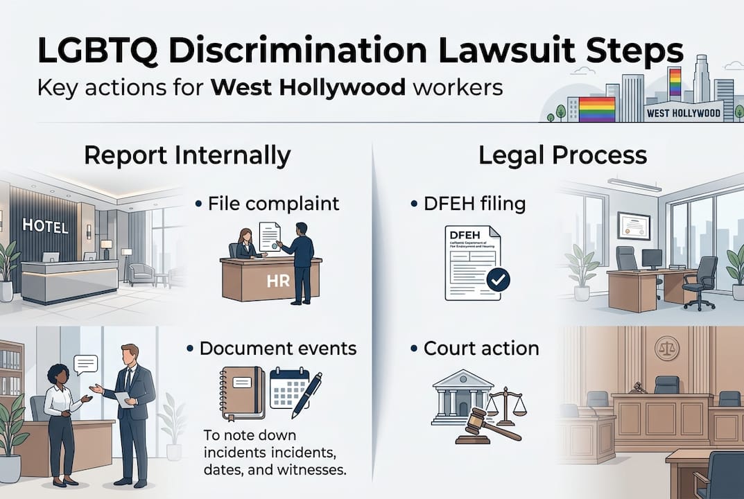 Infographic showing four steps to legal action