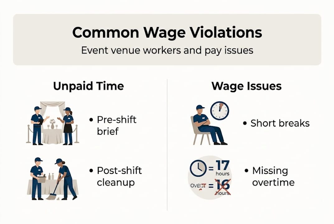 Infographic shows stadium wage violations categories