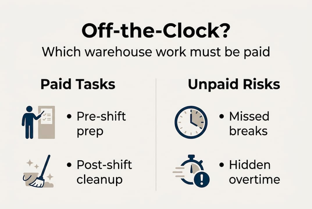Infographic illustrating off-the-clock warehouse tasks