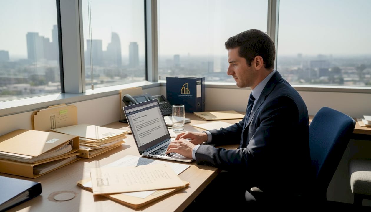 Employee writing complaint in office