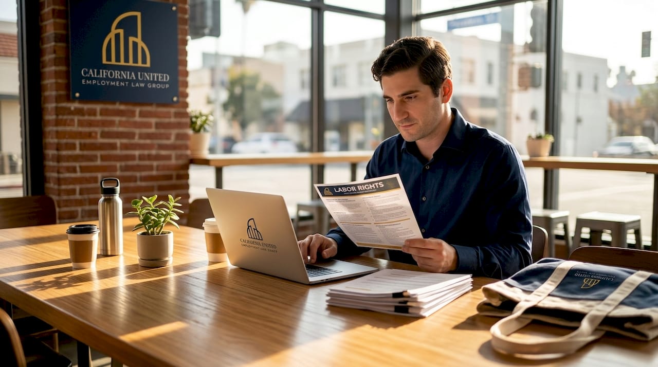 Worker reviews labor rights in Pasadena workspace