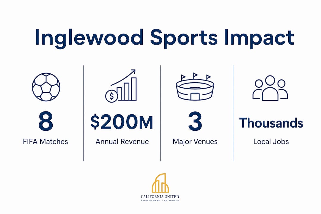 Infographic showing economic impact of sports venues in Inglewood