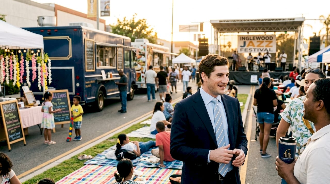 Crowded street festival in Inglewood
