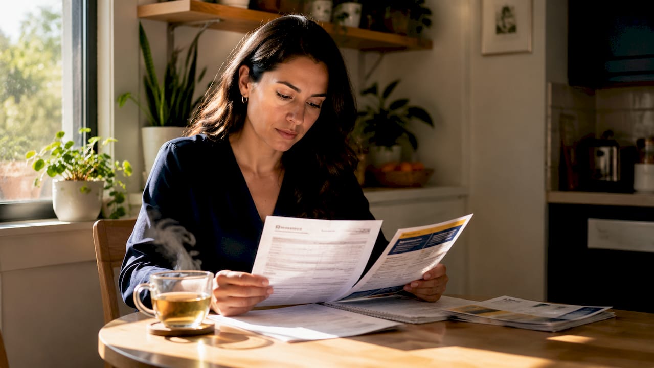 Employee reviewing overtime pay records at home