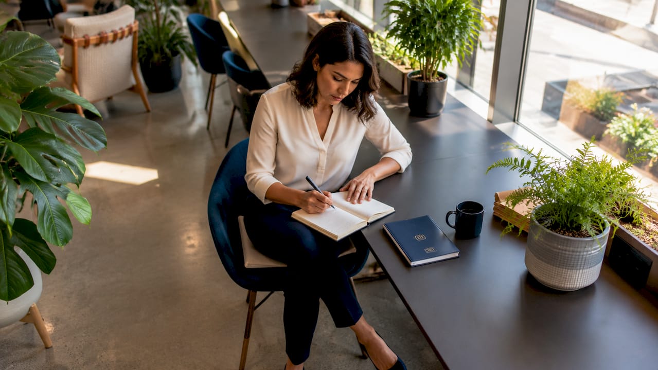Woman writing notes documenting workplace retaliation