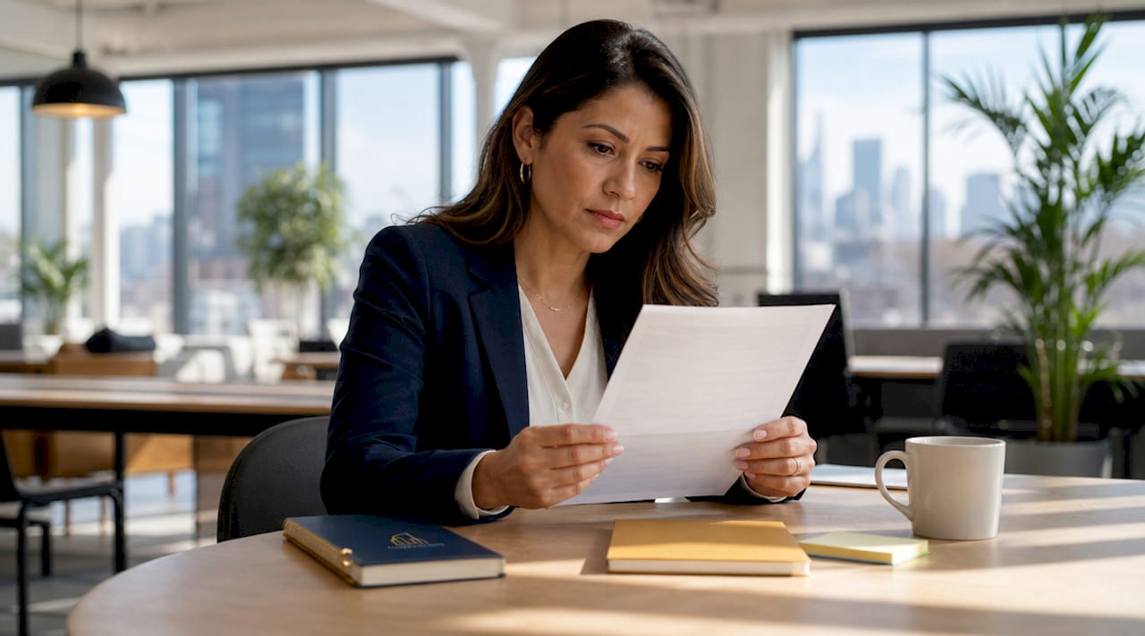 Employee reviewing workplace complaint form