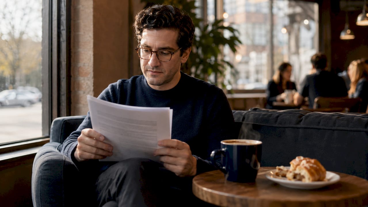 Person reading workplace discrimination policy document