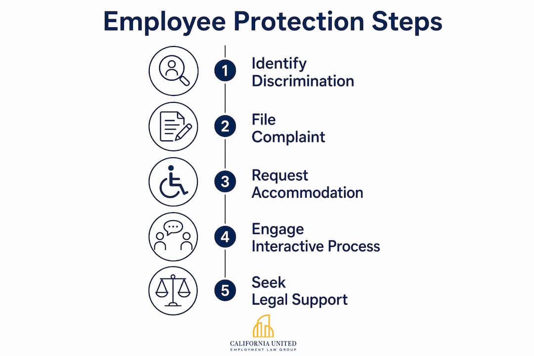 Infographic showing steps for employee protection