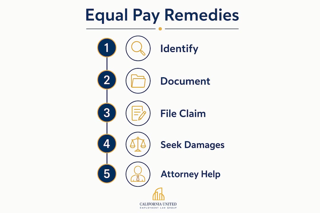 Infographic showing legal remedies for equal pay claims