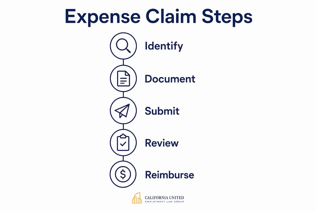 Infographic showing employee expense claim steps