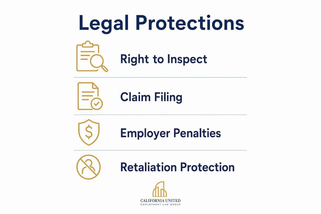 Infographic showing key legal protections for timesheet accuracy