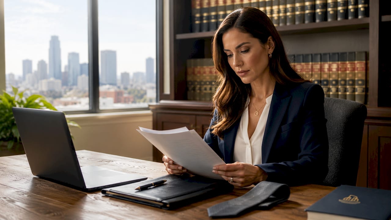 Professional reviewing workplace harassment documents