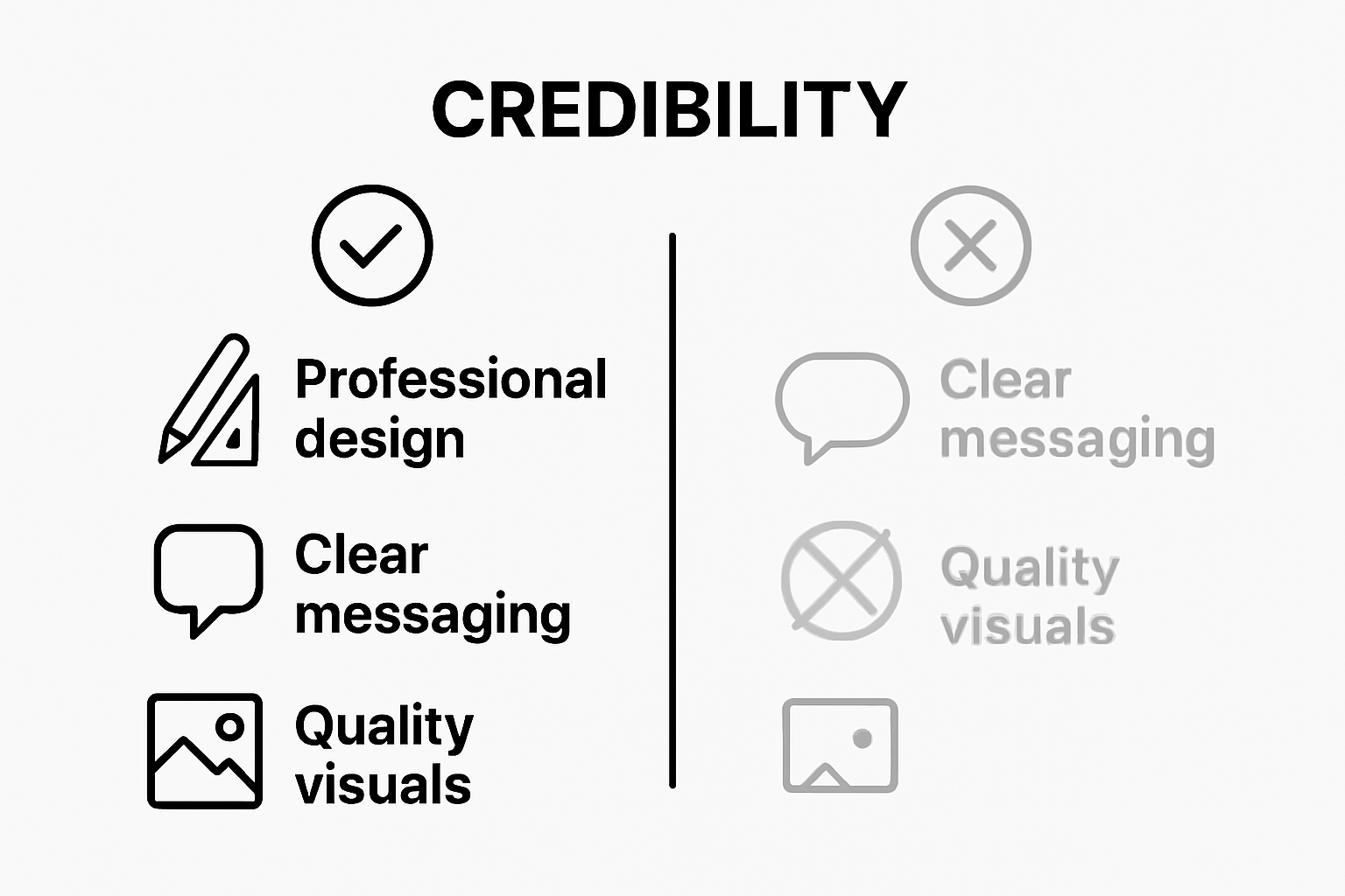 Comparison of credible versus non-credible website features