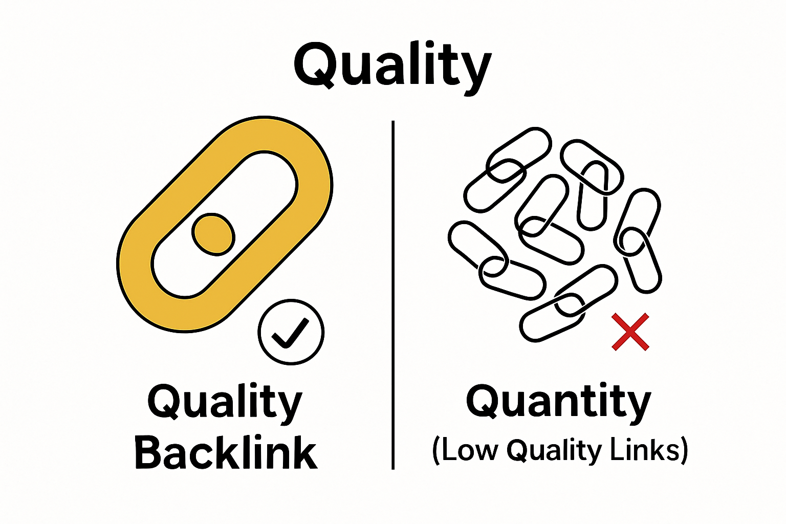 Visual comparison quality vs quantity backlinks