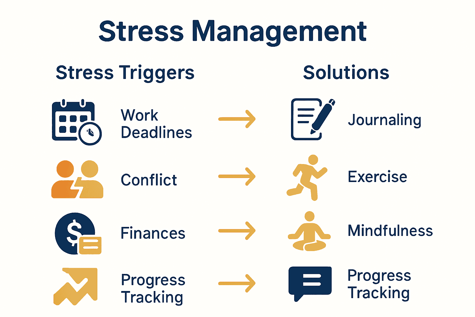 Infographic showing five-step professional stress management process