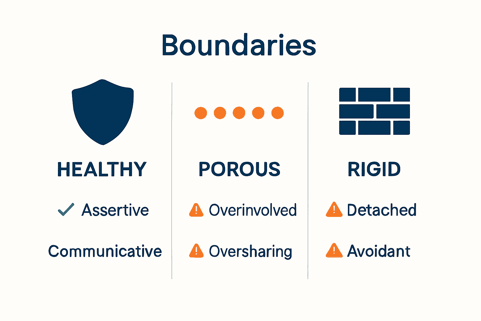Infographic comparing healthy, porous, and rigid boundaries.