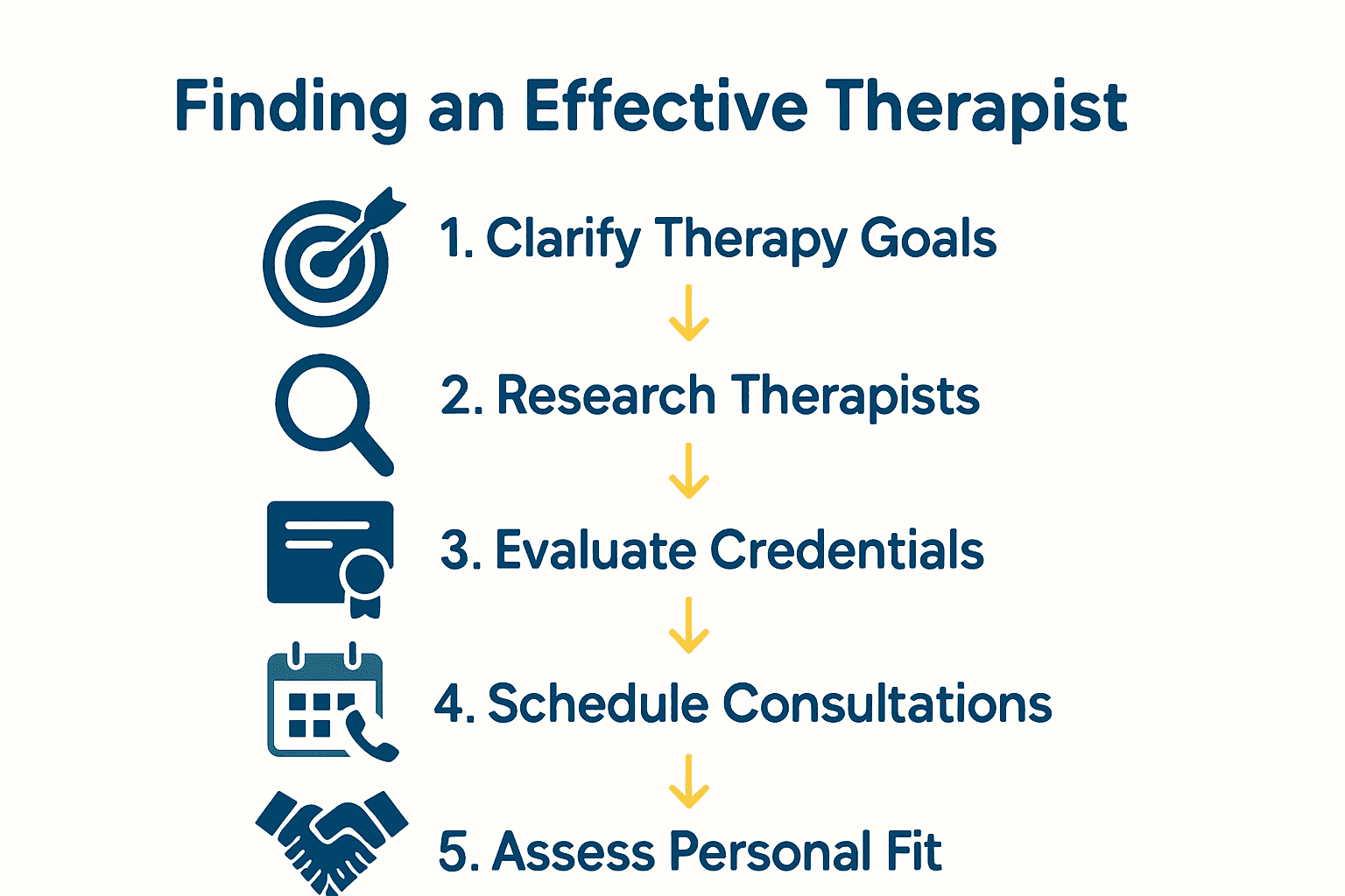 Infographic on five steps to finding a therapist