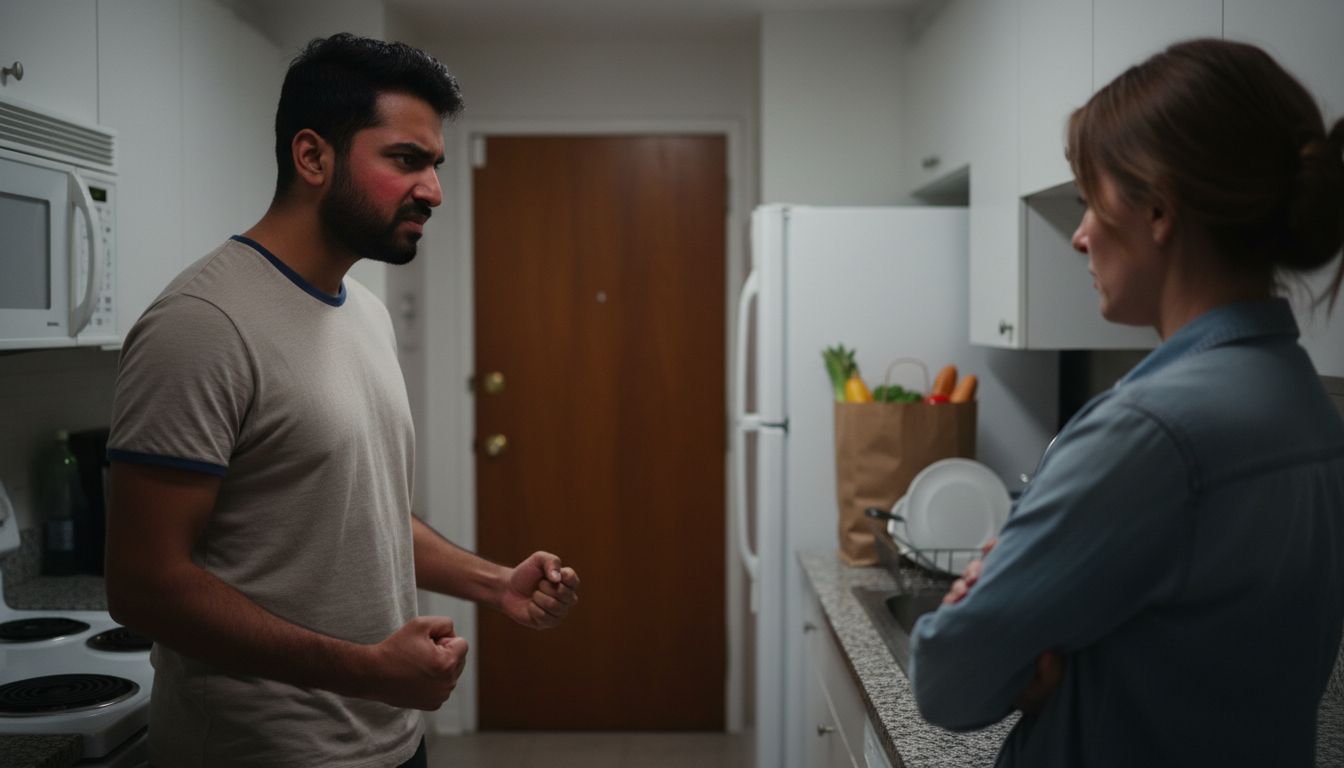 Couple in tense argument at home