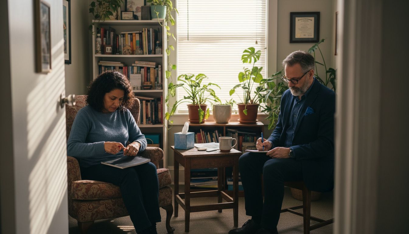 Woman and therapist in private counseling session