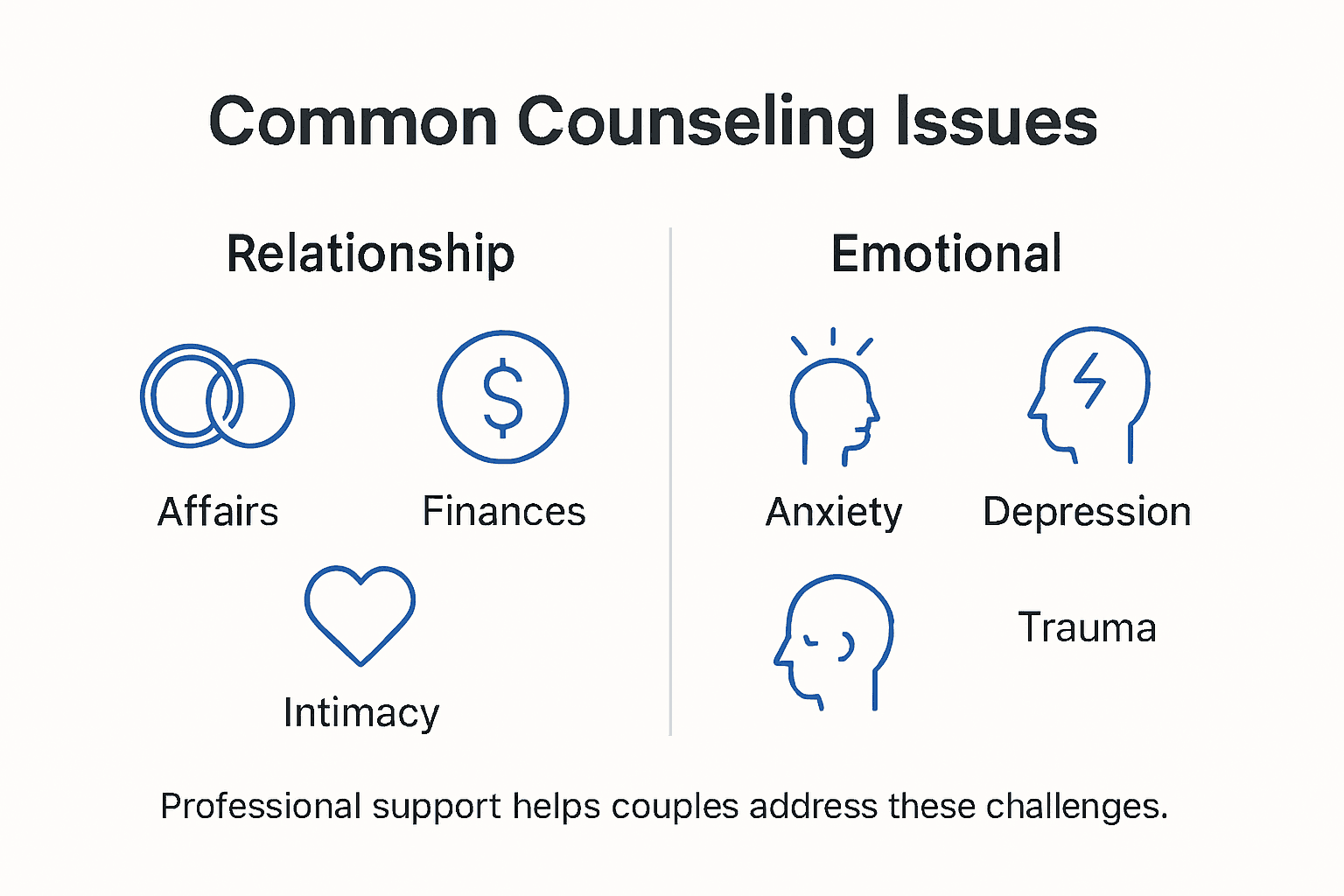 Infographic showing common counseling issues