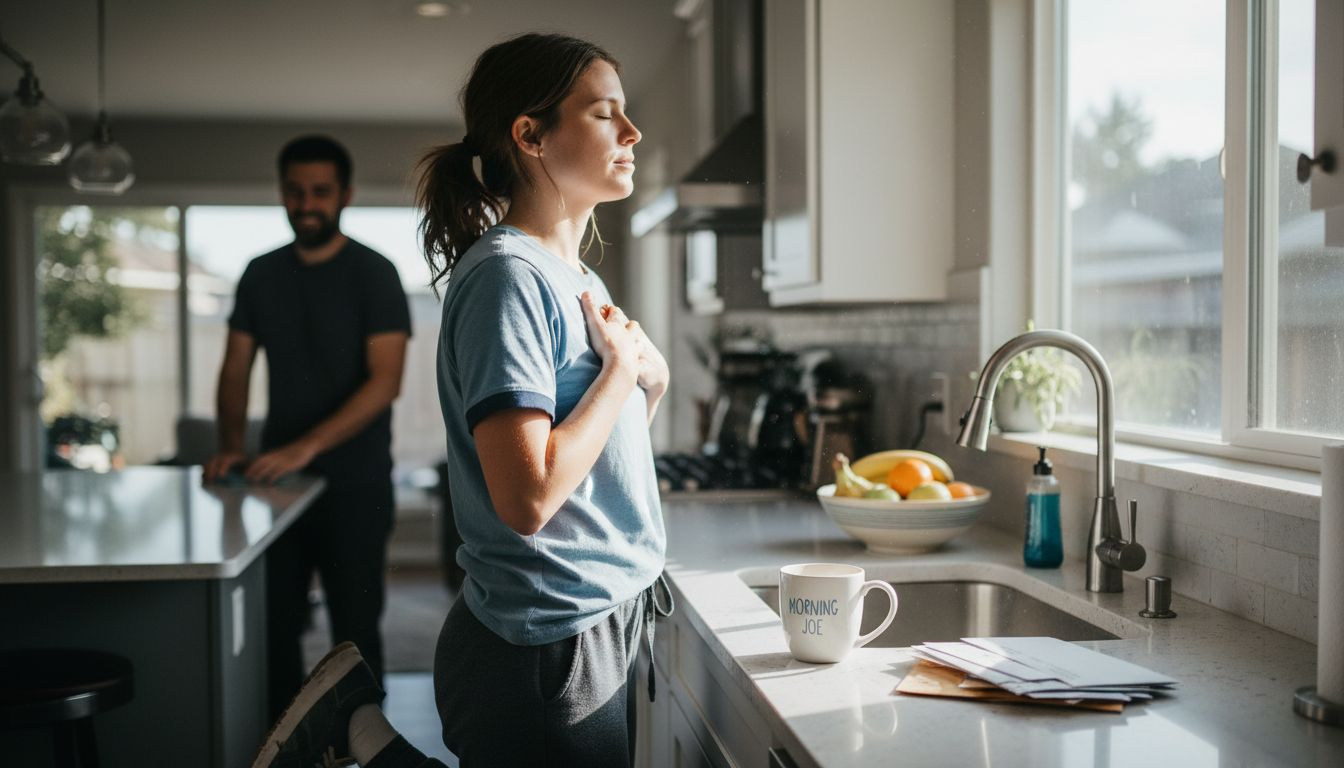Woman practicing pause technique for anger