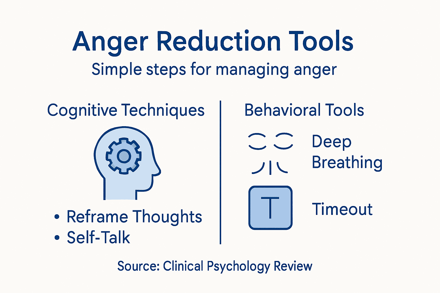 Infographic with anger reduction strategies overview