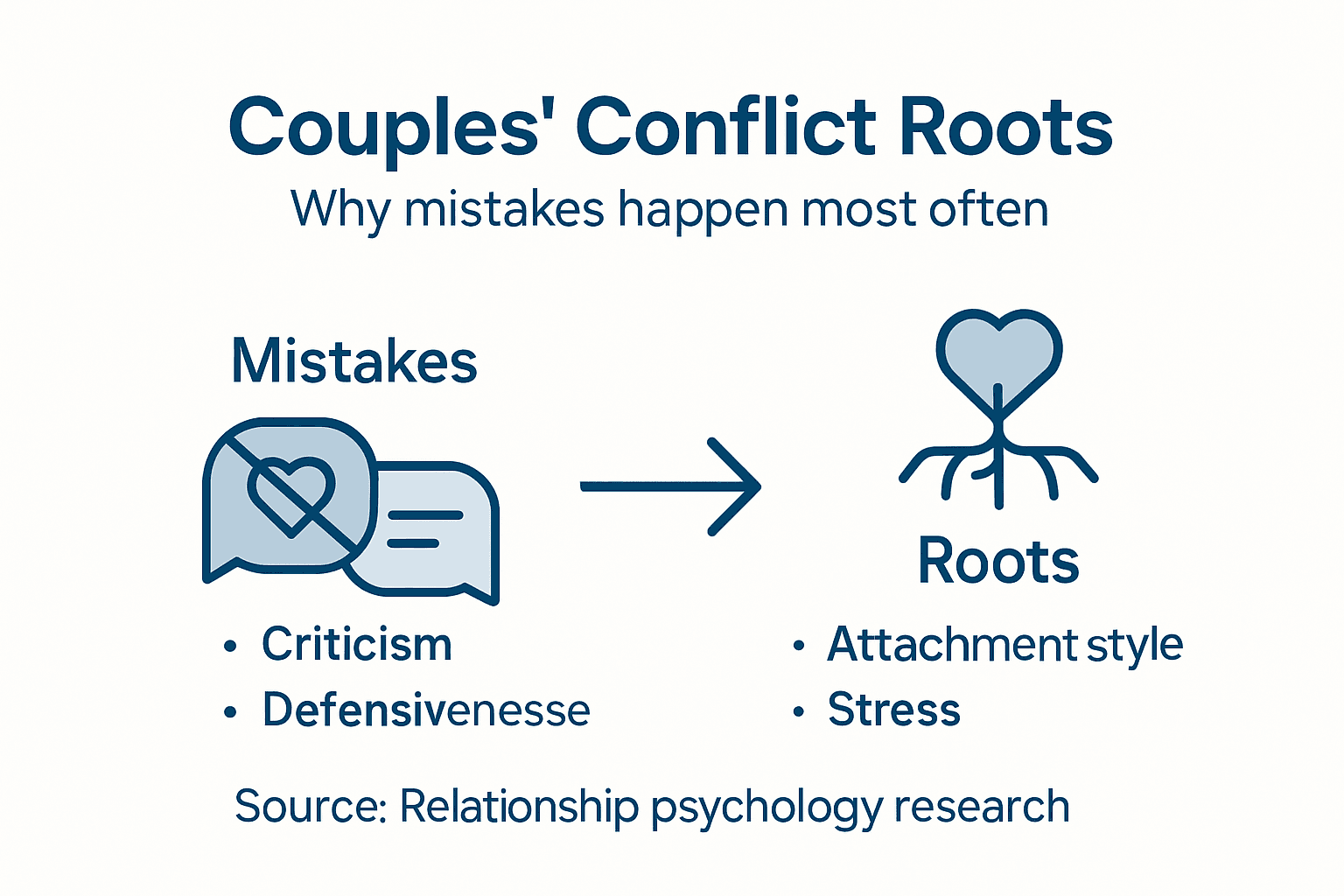 Infographic showing couples conflict common roots