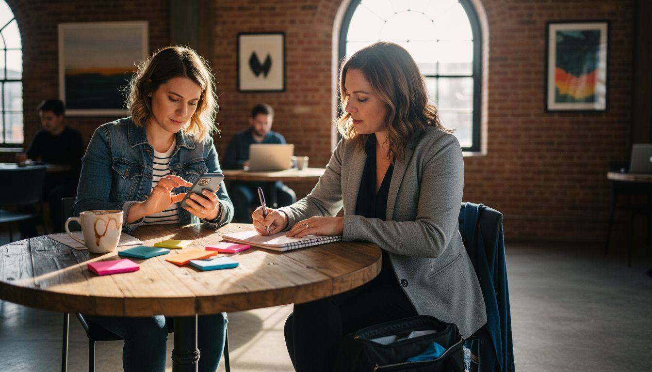 Life coach and client setting goals together