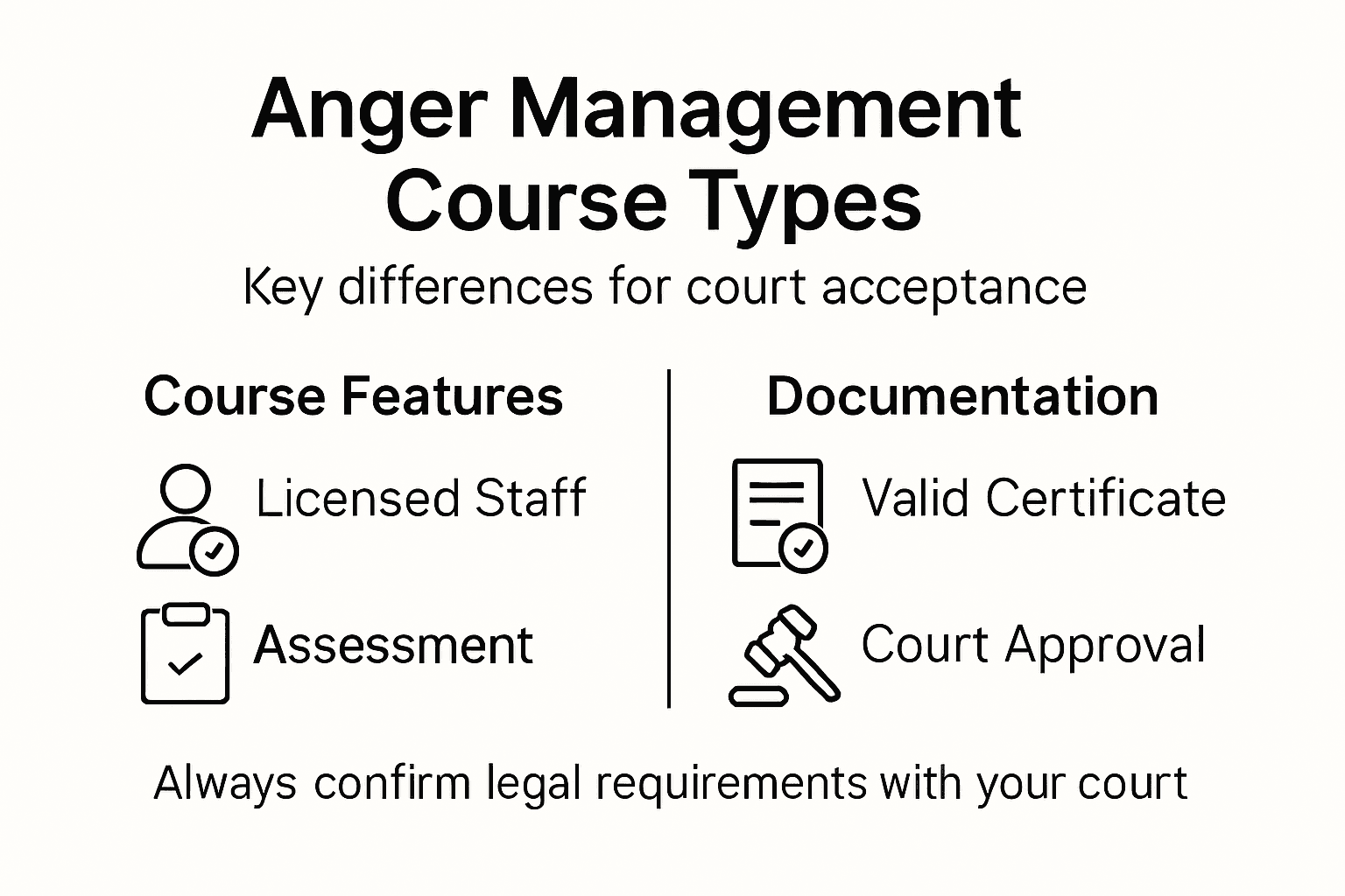Infographic comparing key course features for court