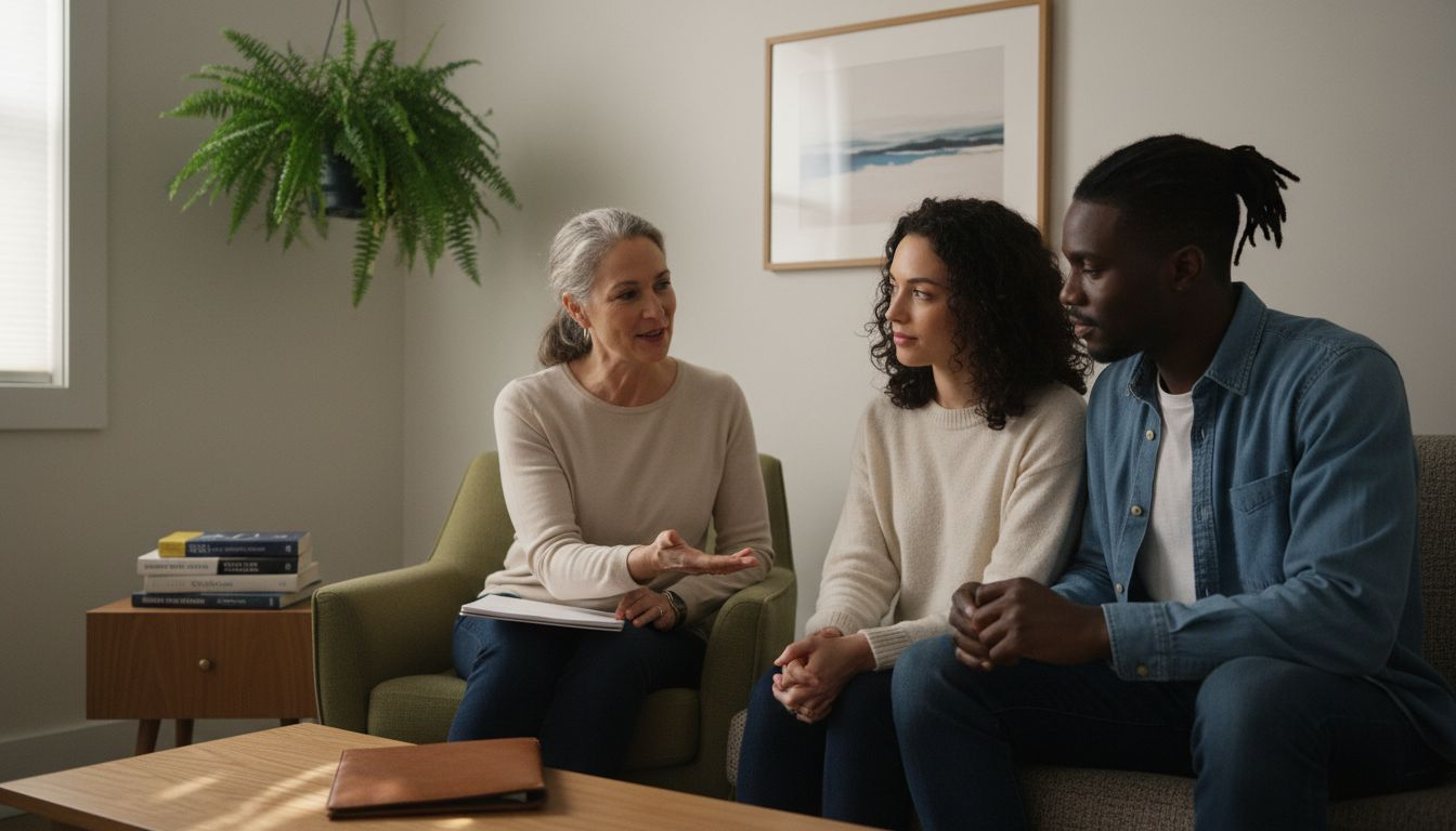 Therapist coaches couple through conversation