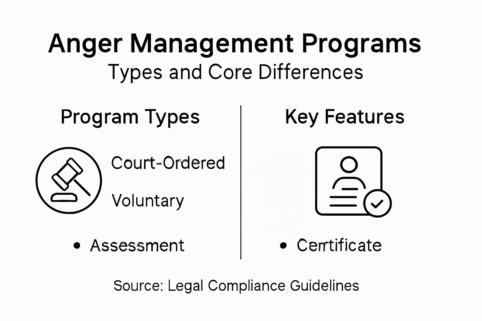 Infographic on anger management program types and features