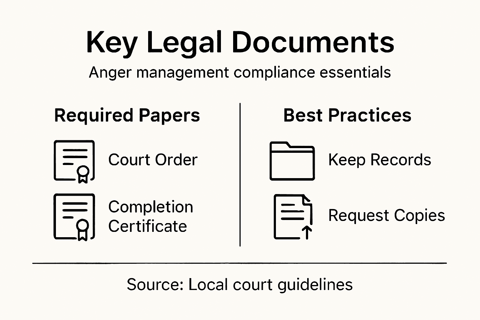 Infographic illustrating main court documentation requirements