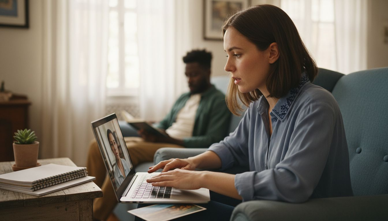 Therapist using digital connection techniques online