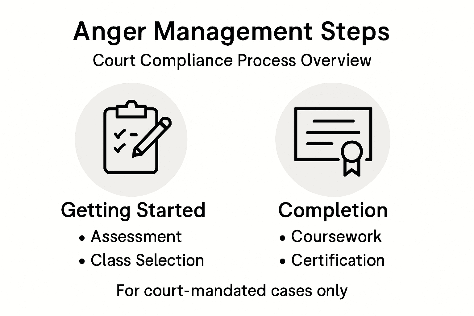 Anger management steps court process infographic