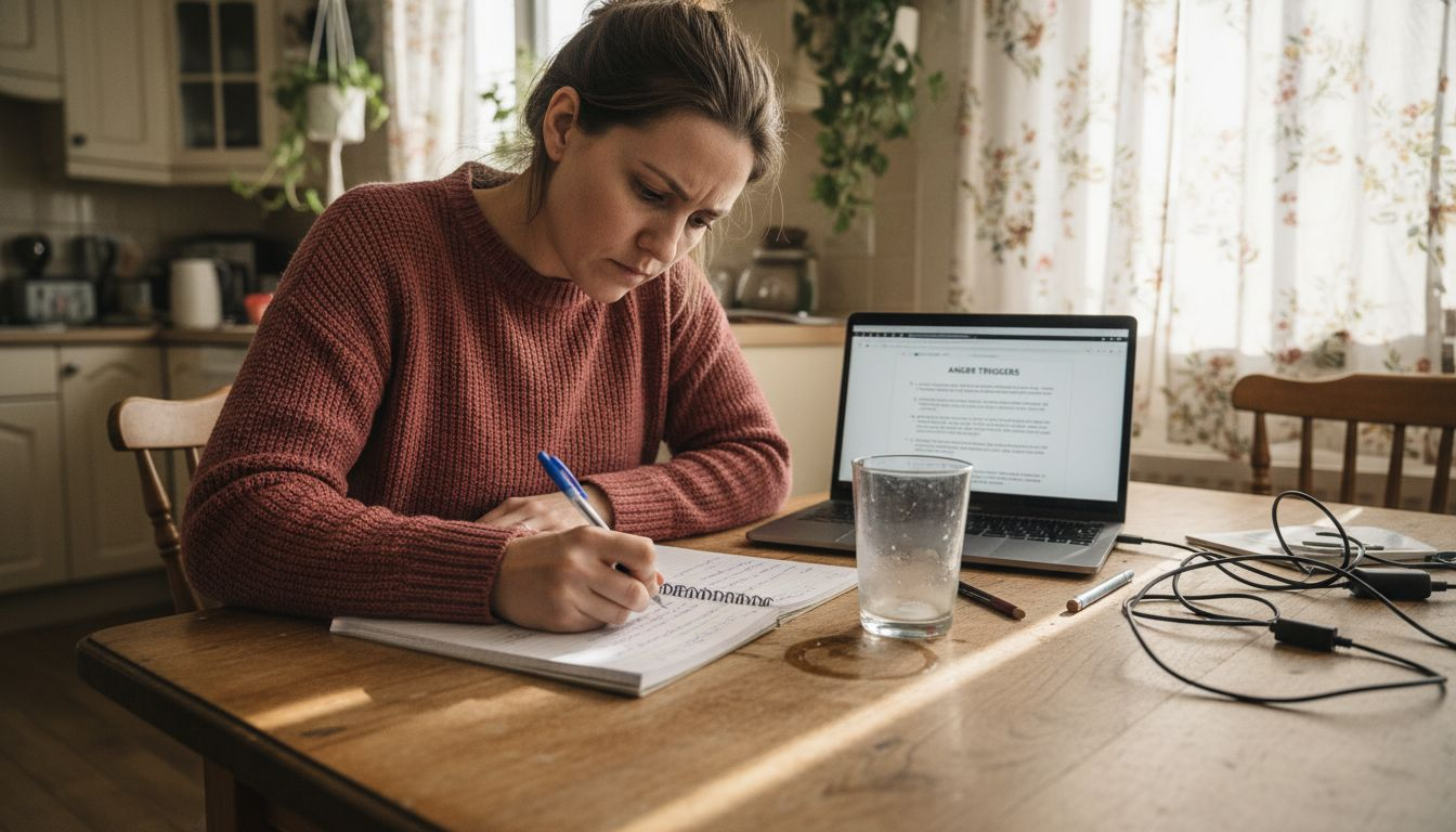 Woman preparing notes for therapy session