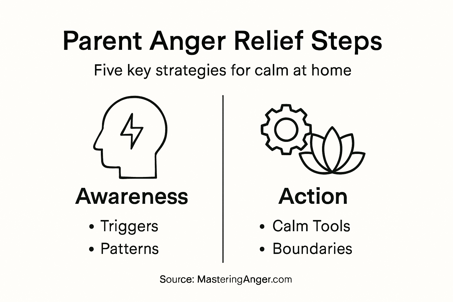 Infographic showing five steps for managing parental anger